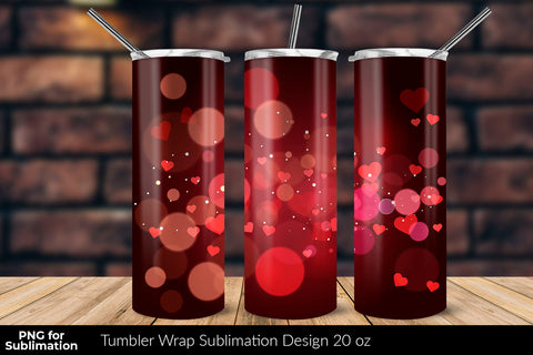Heart Shaped Bokeh 20 oz Skinny Tumbler Wrap Sublimation Design Sublimation Sublimatiz Designs 