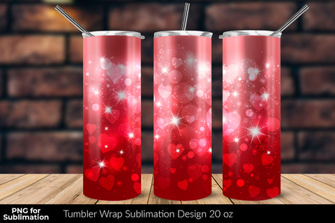 Heart Shaped Bokeh 20 oz Skinny Tumbler Wrap Sublimation Design Sublimation Sublimatiz Designs 