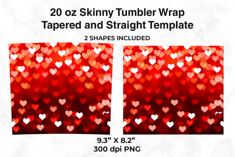 Heart Shaped Bokeh 20 oz Skinny Tumbler Wrap Sublimation Design Sublimation Sublimatiz Designs 