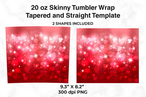 Heart Shaped Bokeh 20 oz Skinny Tumbler Wrap Sublimation Design Sublimation Sublimatiz Designs 