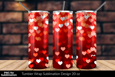 Heart Shaped Bokeh 20 oz Skinny Tumbler Wrap Sublimation Design Sublimation Sublimatiz Designs 
