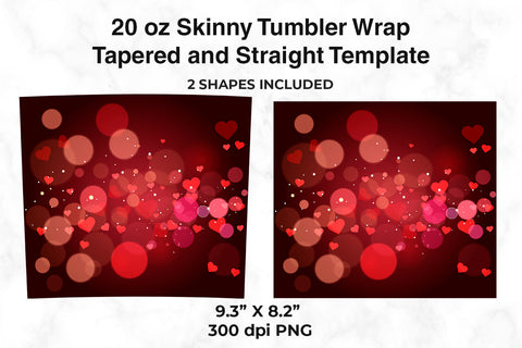 Heart Shaped Bokeh 20 oz Skinny Tumbler Wrap Sublimation Design Sublimation Sublimatiz Designs 