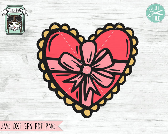 Heart Shaped Box SVG Cut File, Valentines Day SVG File, Box of Chocolate SVG, Valentines Day Cut File, Love SVG File SVG Wild Pilot 