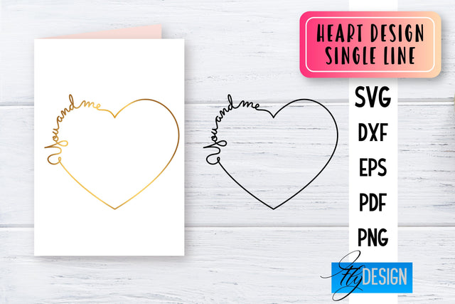 Heart Single Line SVG | Foil Quill Heart | Engraving Tools SVG Fly Design 