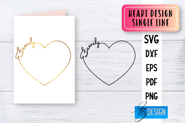 Heart Single Line SVG | Foil Quill Heart | Engraving Tools SVG Fly Design 