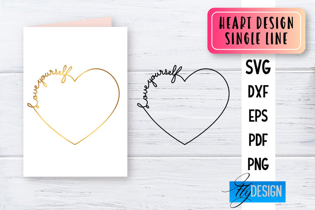 Heart Single Line SVG | Foil Quill Heart | Engraving Tools SVG Fly Design 
