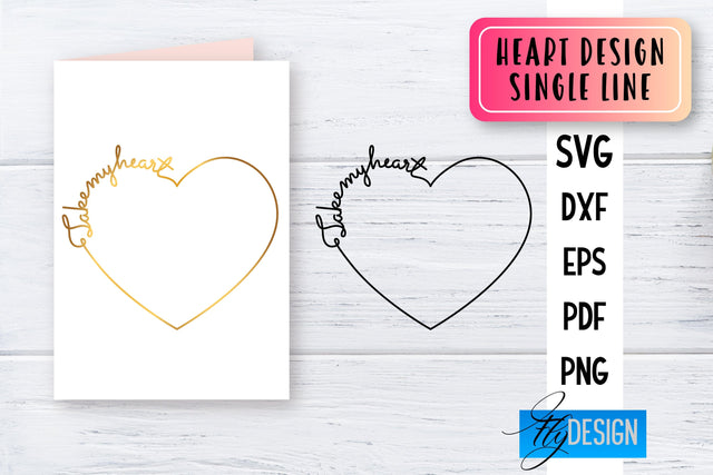 Heart Single Line SVG | Foil Quill Heart | Engraving Tools SVG Fly Design 