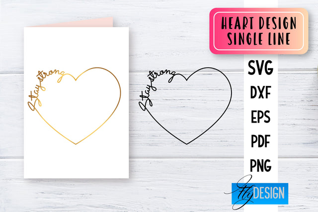 Heart Single Line SVG | Foil Quill Heart | Engraving Tools SVG Fly Design 