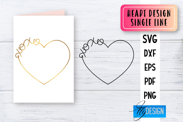 Heart Single Line SVG | Foil Quill Heart | Engraving Tools SVG Fly Design 