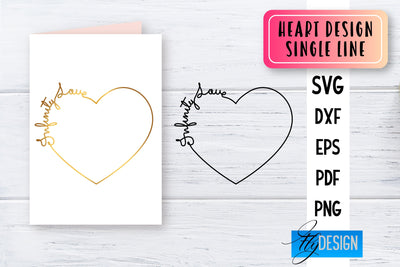 Heart Single Line SVG | Foil Quill Heart | Engraving Tools SVG Fly Design 
