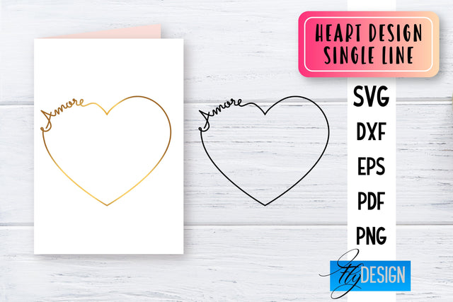 Heart Single Line SVG | Foil Quill Heart | Engraving Tools SVG Fly Design 
