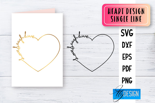Heart Single Line SVG | Foil Quill Heart | Engraving Tools SVG Fly Design 