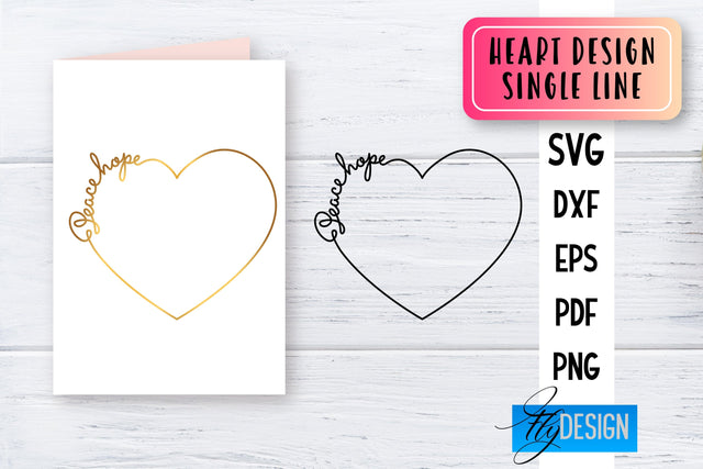 Heart Single Line SVG | Foil Quill Heart | Engraving Tools SVG Fly Design 