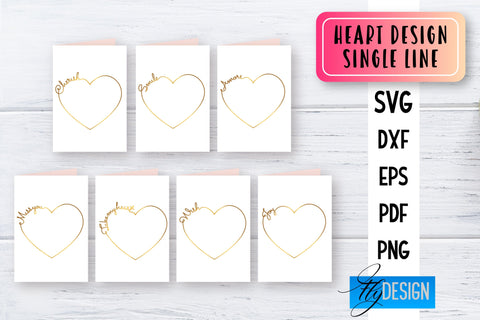 Heart Single Line SVG | Foil Quill Summer | Engraving Tools SVG Fly Design 