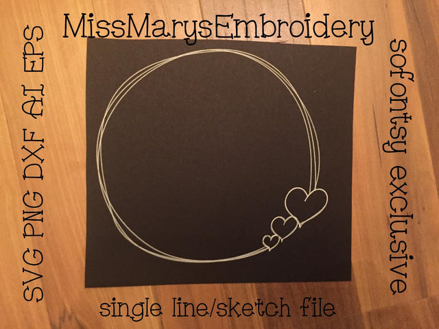Heart Sketch Frame SVG MissMarysEmbroidery 