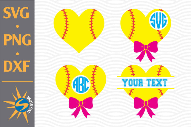 Heart Softball Monogram SVG, PNG, DXF Digital Files Include SVG SVGStoreShop 