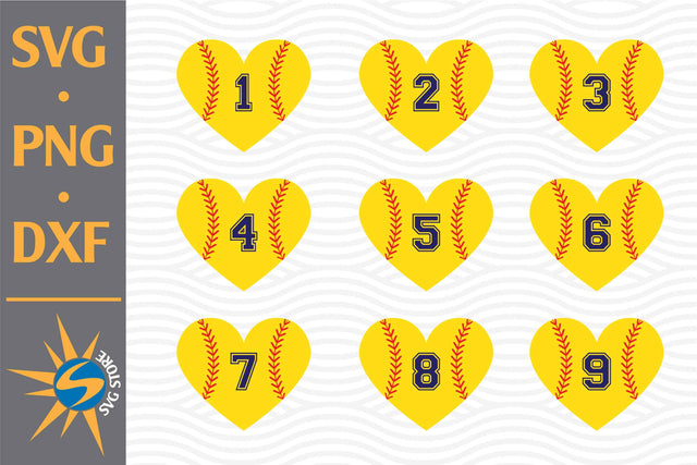 Heart Softball Numbers SVG, PNG, DXF Digital Files Include SVG SVGStoreShop 
