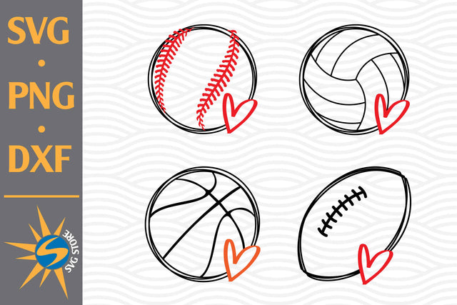 Heart Sportball SVG, PNG, DXF Digital Files Include SVG SVGStoreShop 