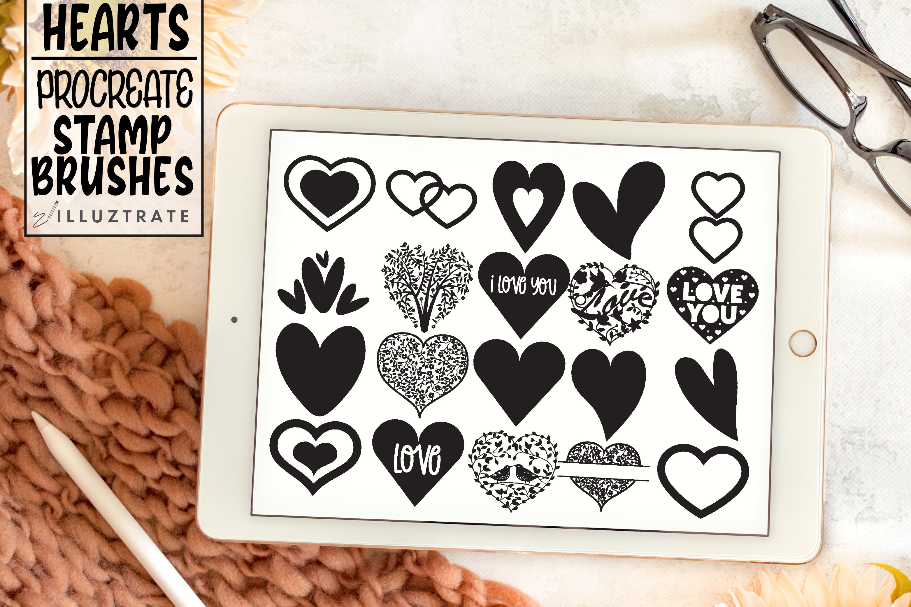 Heart Cute Stamps Brushes for Procreate Graphic by Duckyjudy store ·  Creative Fabrica