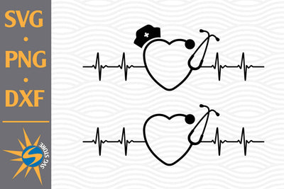 Heart Stethocope Heartbeat SVG, PNG, DXF Digital Files Include SVG SVGStoreShop 