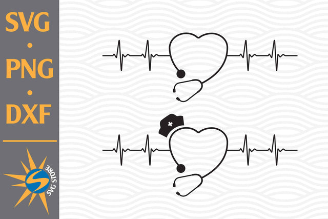 Heart Stethocope Heartbeat SVG, PNG, DXF Digital Files Include SVG SVGStoreShop 