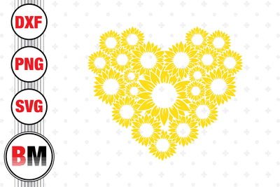 Heart Sunflower SVG, PNG, DXF Files SVG BMDesign 