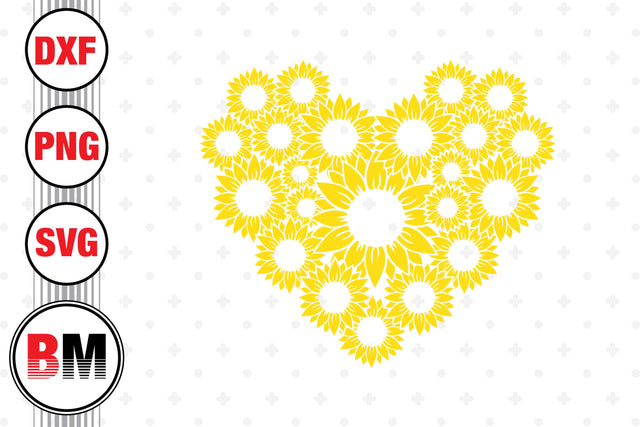 Heart Sunflower SVG, PNG, DXF Files SVG BMDesign 