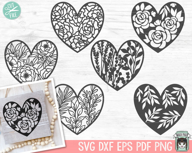 Heart SVG File, Floral Heart SVG, Flower Heart svg, Heart Cut File,Valentine Day Cut File, Heart leaves svg, Valentines shirt svg, leaf SVG Wild Pilot 