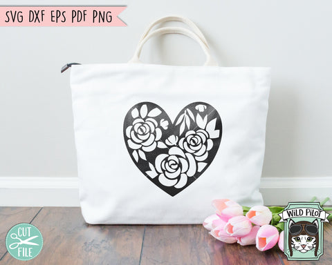 Heart SVG File, Floral Heart SVG, Flower Heart svg, Heart Cut File,Valentine Day Cut File, Heart leaves svg, Valentines shirt svg, leaf SVG Wild Pilot 