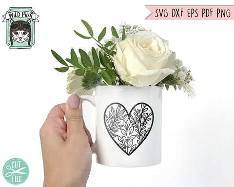 Heart SVG File, Floral Heart SVG, Flower Heart svg, Heart Cut File,Valentine Day Cut File, Heart leaves svg, Valentines shirt svg, leaf SVG Wild Pilot 