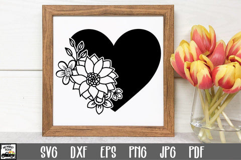 Heart SVG File - Flowers SVG File - Heart with Flowers SVG SVG Old Market 