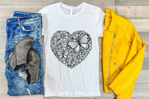 Heart SVG, Floral Heart with Butterflies, Mothers Day SVG. SVG Elinorka 