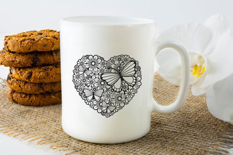 Heart SVG, Floral Heart with Butterflies, Mothers Day SVG. SVG Elinorka 