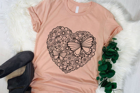 Heart SVG, Floral Heart with Butterflies, Mothers Day SVG. SVG Elinorka 
