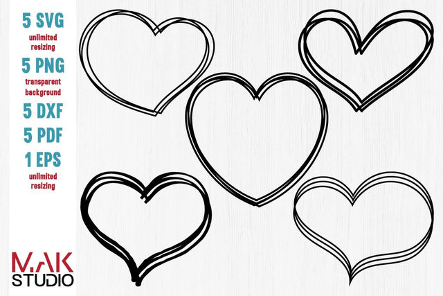 Heart svg, Heart dxf, Heart cut files, Scribble heart svg, Scribble heart dxf, Scribble heart png, Heart outlined svg SVG MAKStudion 