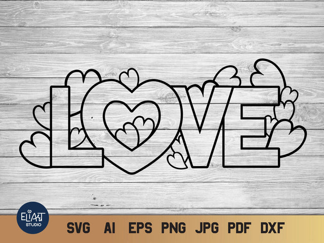 Heart SVG, Love SVG with Hearts, Valentines Day Design. SVG Elinorka 