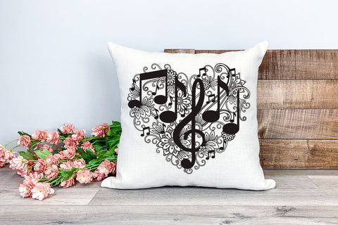 Heart SVG, Music Heart SVG with Notes and Flowers, Treble Clef SVG. SVG Elinorka 