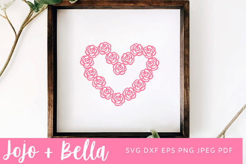 Heart Svg, Rose heart svg, Rose Svg, Wedding Heart Svg, Love Svg, Valentine Svg, Wedding Svg, Valentines day Svg, Wedding decor printable SVG Jojo&Bella 