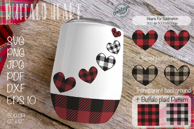 Heart SVG, Valentine Sublimation, Valentine's SVG, Buffalo Plaid SVG Createya Design 