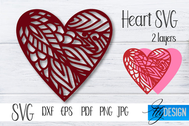 Heart SVG. Valentines Day SVG. Mandala Heart SVG. v1-1 SVG Fly Design 