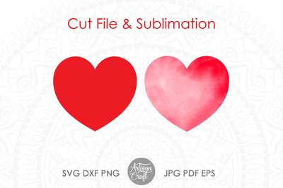 Heart SVG, watercolor heart PNG, heart sublimation PNG SVG Artisan Craft SVG 