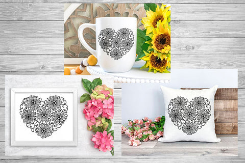Heart SVG, Zentangle Heart SVG, Floral Heart SVG. SVG Elinorka 