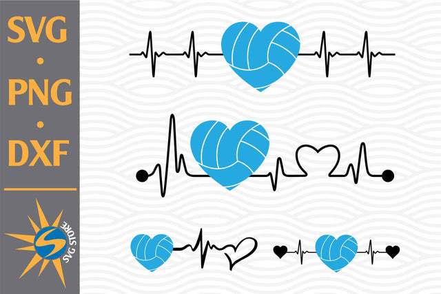 Heart Volleyball Heartbeat SVG, PNG, DXF Digital Files Include SVG SVGStoreShop 