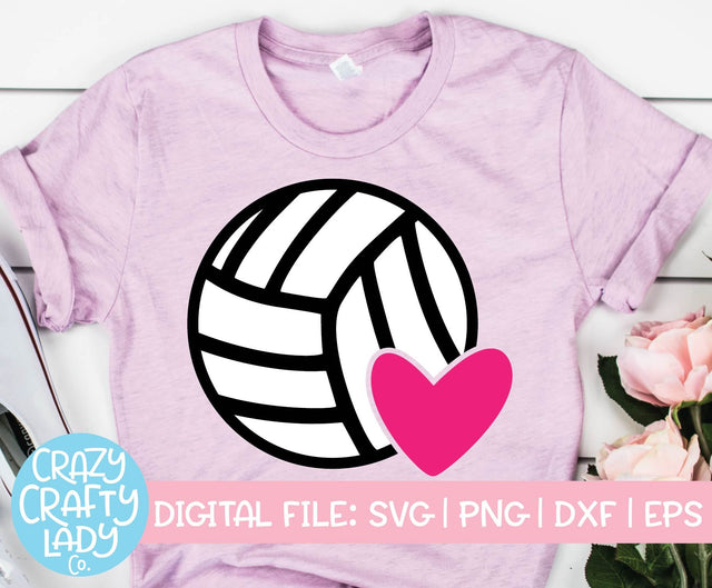 Heart Volleyball | Sports SVG Cut File SVG Crazy Crafty Lady Co. 
