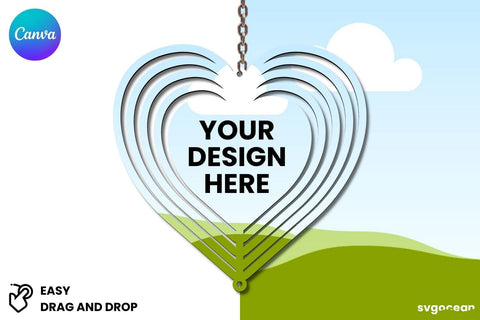 Heart Wind Spinner Canva Mockup | Editable | Easy to use Mock Up Photo SvgOcean 