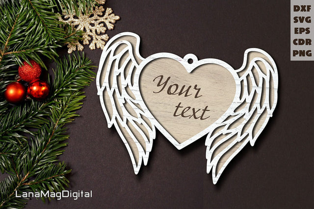 Heart with angel wings Memorial ornament In loving memory SVG LanaMagDigital 
