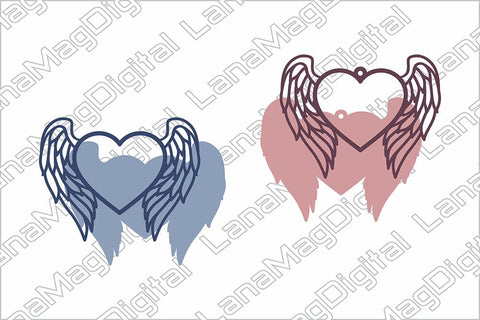 Heart with angel wings Memorial ornament In loving memory SVG LanaMagDigital 
