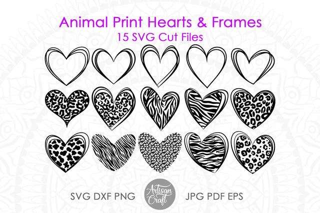 Heart with animal print, leopard print Heart SVG Artisan Craft SVG 