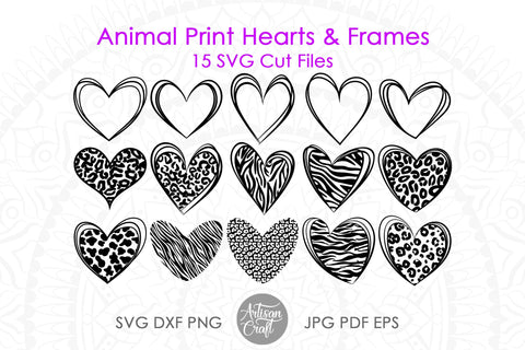 Heart with animal print, leopard print Heart SVG Artisan Craft SVG 