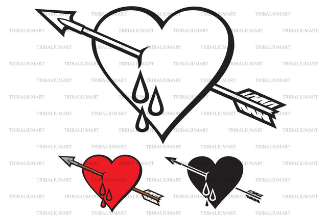 Heart with arrow (Happy Valentines Day design) SVG TribaliumArtSF 